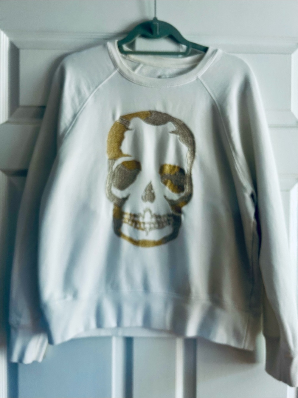 Zadig & Voltaire White Sweatshirt with Gold Skull Graphic - Picture 4 of 8